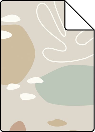 Proefstaal ESTAhome behang koraal licht terracotta, vergrijsd groen en grijs - 26.5 x 21 cm - 139542-S