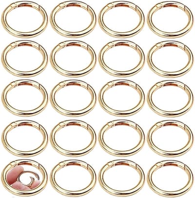 Ronde Carabiner Haken 33mm - 30 Stuks Gouden Zinklegering Snapringen voor Ambachten en Tasaccessoires, Ideaal voor Sleutelhangers en DIY-projecten