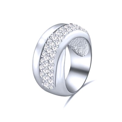 Quiges - 925 Zilveren Ring Klassiek Tulband Solitair met Zirkonia  Kristal - QSR08818
