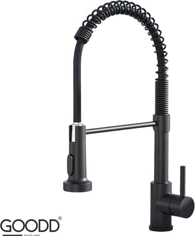 GOODD® - Keukenkraan - Keuken kraan met uittrekbare uitloop - Keukenmengkraan - Zwart - Met omstel