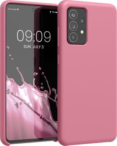 kwmobile telefoonhoesje geschikt voor Samsung Galaxy A52 / A52 5G / A52s 5G - Hoesje met siliconen coating - Smartphone case in donkerroze