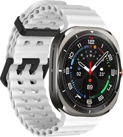 Stravo Ocean siliconen bandje - Geschikt voor de Samsung Galaxy Watch Ultra 2 (2026) / Ultra (2024/2025) - Zacht siliconen horlogebandje voor Samsung Galaxy Watch Ultra 47mm - Wit