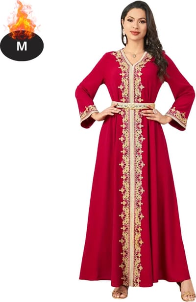 Bovista Islamitische Kleding - Djellaba Dames - Moslim Kleding - Arabisch Dames Kaftan - Alhamdulillah - Rood M