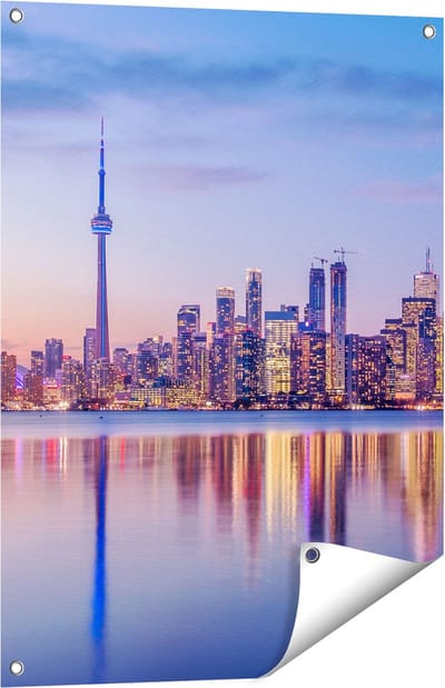Gards Tuinposter Toronto Skyline in Canada - 60x80 cm - Tuindoek - Tuindecoratie - Wanddecoratie buiten - Tuinschilderij