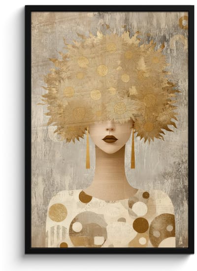 Poster in lijst - Fotolijst 60x90 cm - Posters - Goud - Portret - Vrouw - Posterlijst zwart - Decoratie - Wanddecoratie woonkamer - Muurdecoratie slaapkamer