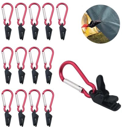 14 stuks - Winddichte krokodillenklemmen - tentklemmen - gespen - haarklemmen - antislip klemmen - geschikt voor luifels, dekzeilen en outdooruitrusting, boten en zwembadafdekkingen (rood)