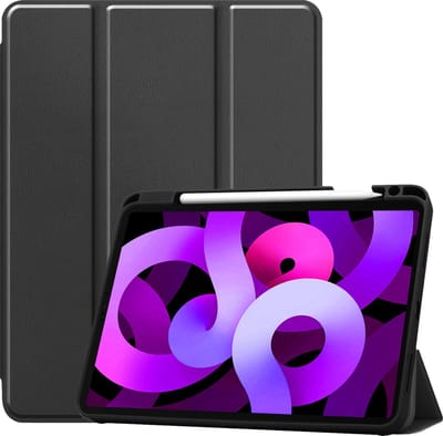 Hoesje - Geschikt voor Apple iPad Air 5 (2022) - 10.9 inch - 5e Generatie - M1 - Dun & Stevig - Trifold Bookcase - Hard Cover Case - Met Uitsparing Geschikt voor Apple Pencil - Hardcover Book - Tablet Hoes - Zwart