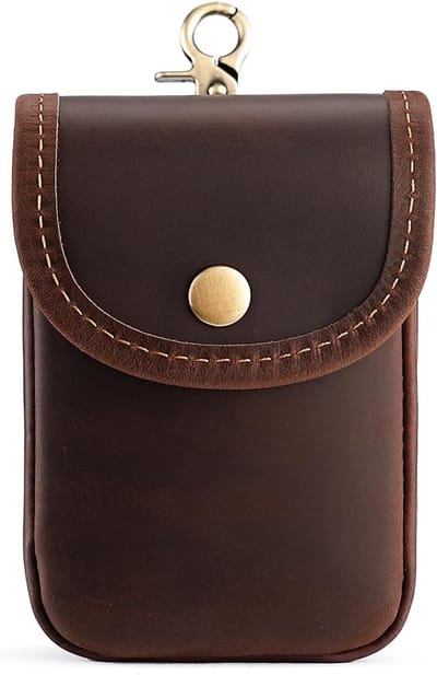 Dubbel Deck Speelkaarten Etui van Leer, Geschikt voor Poker en Bridge, Duurzaam en Stijlvol, EDC Tas voor Mannen, Zwart, Retro Design