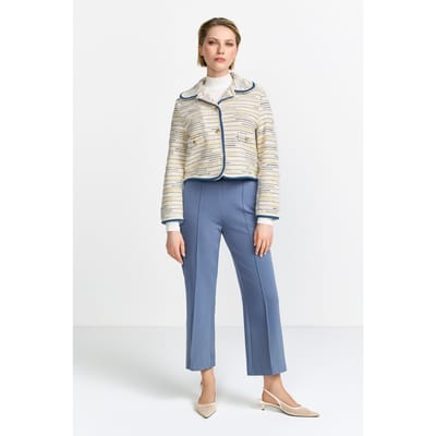 Rich & Royal Bouclé Jacket With Tape Vintage Blue Size: XS | Cropped Jackets Outlet | Dames | Blauw