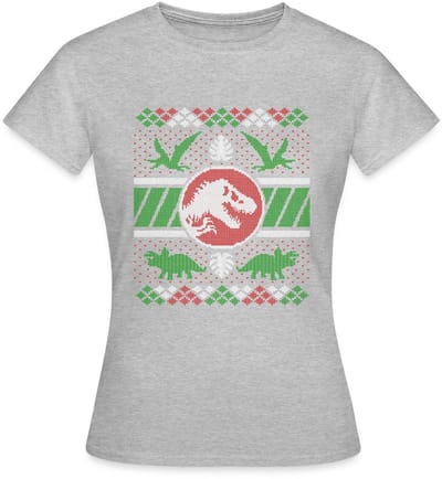 Jurassic World Kerstmis Ontwerp Met T-Rex T-Shirt Dames