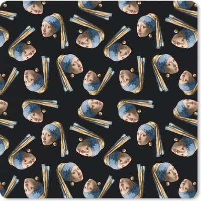 Muismat 20x20 cm - Mousepad Patronen - Meisje met de parel - Vermeer - Muismatten