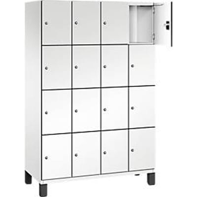 C+P Cambio lockerkast, 4 vakken, 16 vakken, op poten, B 1200 x D 525 x H 1980 mm, verkeerswit/wit