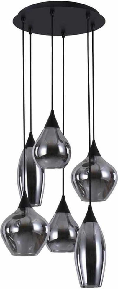 HighLight hanglamp Cambio 6 lichts - zwart / smoke