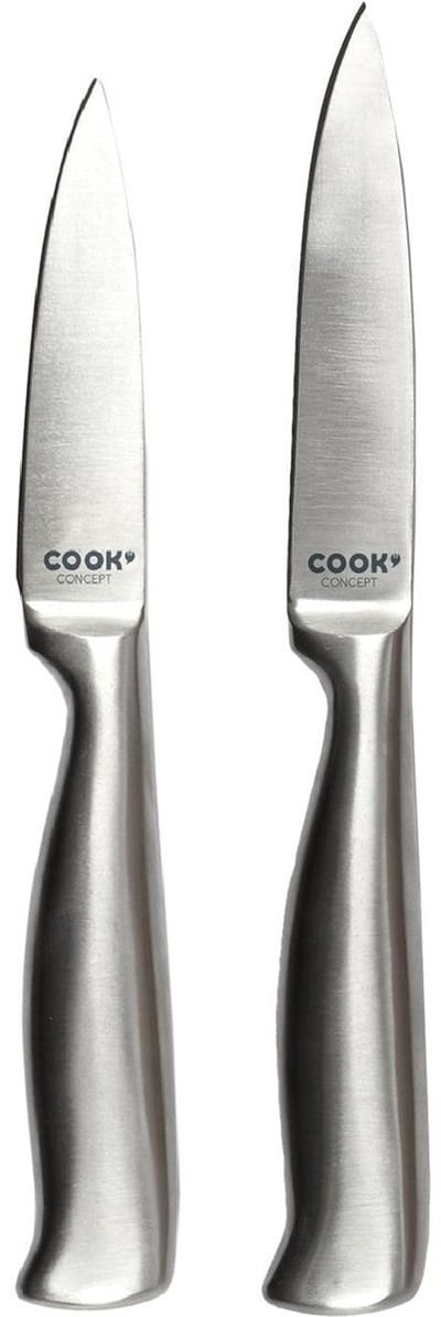Cook Concept fruitmessen set - 2x - inox - RVS - 8 en 10 cm - koksmes / keukenmes / schilmes