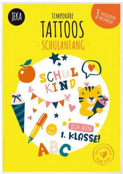 Kindertattoo Schulanfang/Naar School - Plaktattoo - Tattoos voor Kinderen - Water Tattoos - Tatoeage voor Kids - Plak Tattoos - Thema: Schulanfang - Tattoo voor Kids
