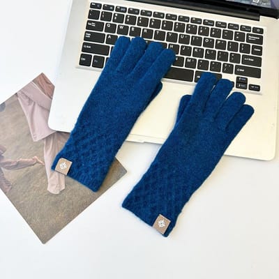 Gants en Cachemire Tricotés pour l'Automne et l'Hiver pour Femmes, Couleur Unie, Étiquetage pour Garder au Chaud et Protéger du Froid, Protège-Poignets, Doigts Séparés et Doigts Découverts gray