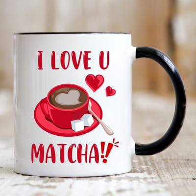 I Love U Matcha Mok - Kawaii - Cadeautje voor vriendin - Valentijn cadeautje voor haar - Valentijnsdag - Verjaardag cadeau - Cadeau voor man - Cadeau voor vrouw - Grappige - Koffie mok