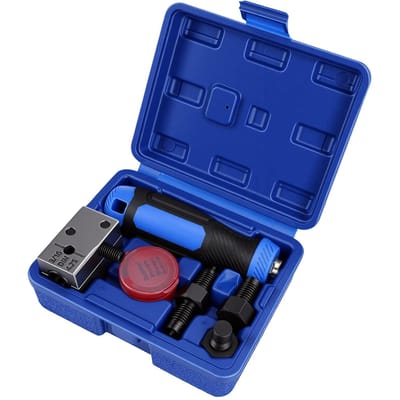 Kit d'outil d'évasement de conduite de frein 3/16 pouce 1/4 pouce Outil d'évasement à double lèvre pour tubes en cuivre, aluminium, Ni-cuivre blue