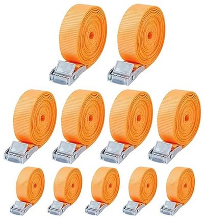 10 stuks spanbanden - 25 mm x 4 m sjorbanden met klemsluiting voor fietsen en bagage