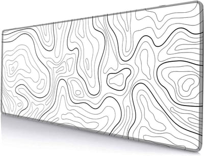 Extra Grote Bureauonderlegger Contourkaart Wit (80x30 cm) - Deskmat met Antislip en Genaden Rand