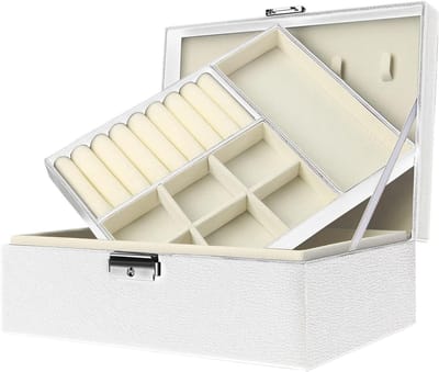 Opbergdoos Sieraden - Juwelendoos Organizer - Sieraden Opbergen - Tweelaags Verplaatsbaar - 23 cm Breed - Zwart