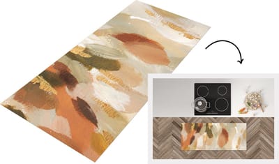 Keukenloper - Loper keuken - Verf - Rood - Goud - 120x50 cm - Keukenloper vinyl