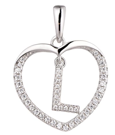 N3 Collecties 925 Hartje zilver Ketting met Hanger -Letter L