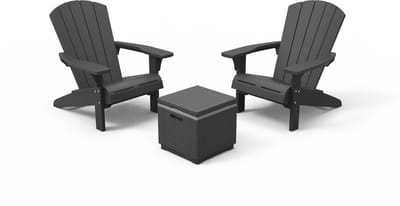 Keter Troy Adirondack Tuinstoel - 2 stuks - 81x93x96,5cm + Ice Cube tafel - Grafiet
