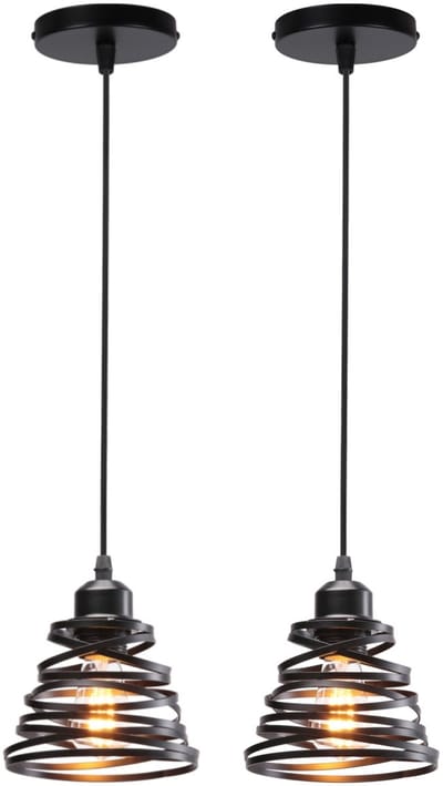 2 Stuks Moderne Hanglamp Woonkamer E27 Plafondlamp Industriële Kroonluchter voor Slaapkamer Zwart