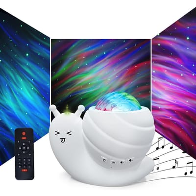 BT Speaker Nachtlampje, Slak Sterrenhemel Projectorlamp, Creatief Cadeau voor Slaapkamer, Aurora wit