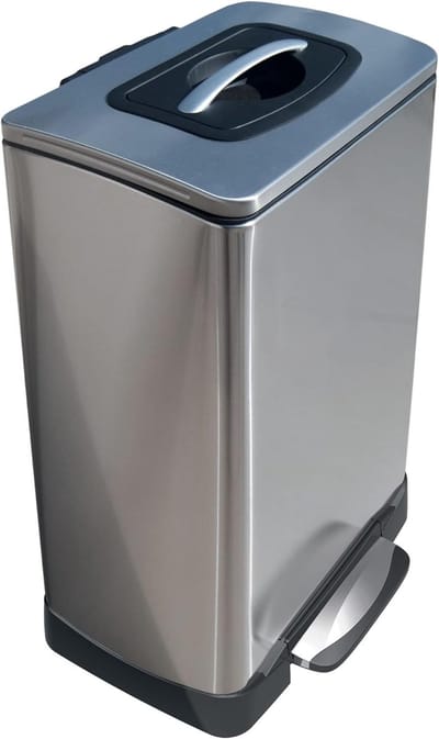 Prullenbak Compactor - Afvalpers Handmatig - Ruimte Besparen - Gepatenteerd Perssysteem - 40 Liter Capaciteit - Roestvrij staal
