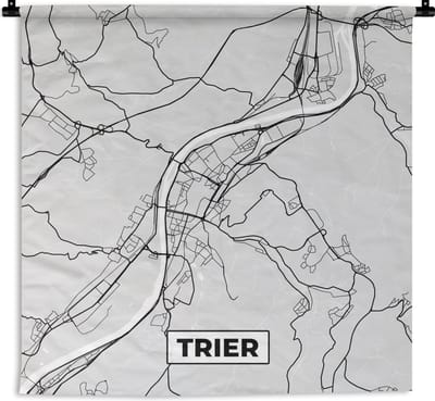 Wandkleed - Wanddoek - Kaart - Stadskaart - Duitsland - Trier- Plattegrond - 180x180 cm - Wandtapijt