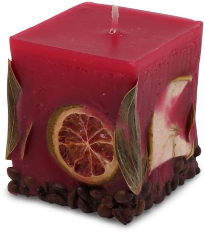 Potpourri geurkaars aardbei bordeaux met een zachte noot van sinasappel en koffie - 7x7x8 cm handgemaakte geurkaars