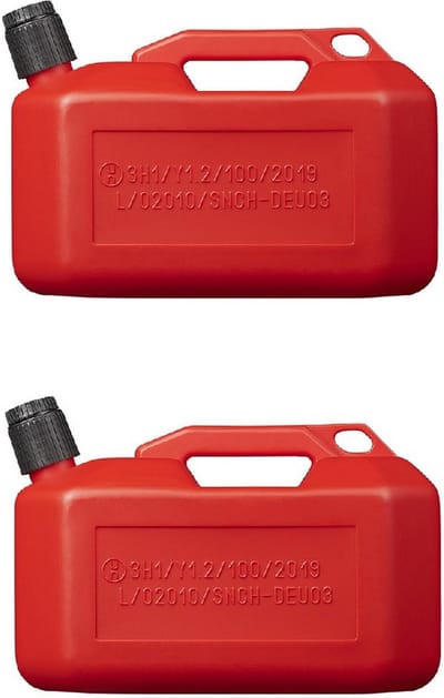 Pro Plus Jerrycan voor brandstof - 2x - met schenktuit - rood - 10L - benzinetank