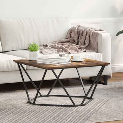 vidaXL - Salontafel - Rook - Eiken - 80 - x - 80 - x - 45 - cm - Engineered - hout - en - staal