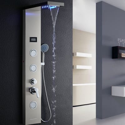 Auralum max - Douchepaneel met mengkraan - Douchekolom - Lcd scherm - Waterval - 5-functie - Spa jets Massage - Regendouche - Handdouche - Douche Combinatie Set - Zilver