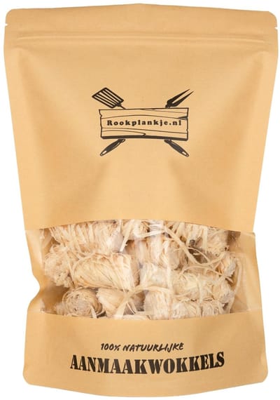 Dailygoods- Aanmaakwokkels 100% Natuurlijk - Houtwolkrullen - Ideaal voor BBQ - Vuurkorf - Kachel - Open Haard - Inhoud 400 gram (30-35 stuks) - Aanmaakblokjes