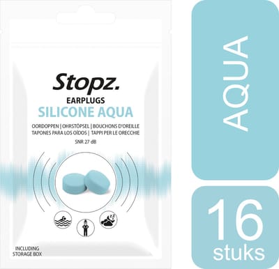 Stopz. Silicone Aqua zwem oordoppen - 16 stuks | Ideaal voor Zwemmen, Watersport, Douchen & Slapen | Past in alle oren | Herbruikbaar