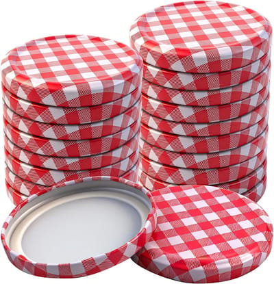50 Stuks Deksels Voor Potten 82 Mm - Rood-Wit Schroefdeksel Twist Off - Reservedeksel Voor Inmaakpotten en Schroefpotten 230/350/435/565 Ml
