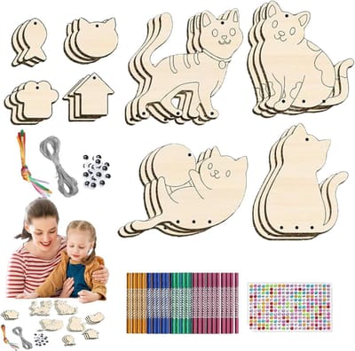 Windgong Knutselpakket - Windgong Maken Set - Creatief Knutselen - Onvoltooide Houten Ornamenten - 12 Stuks - Multicolor