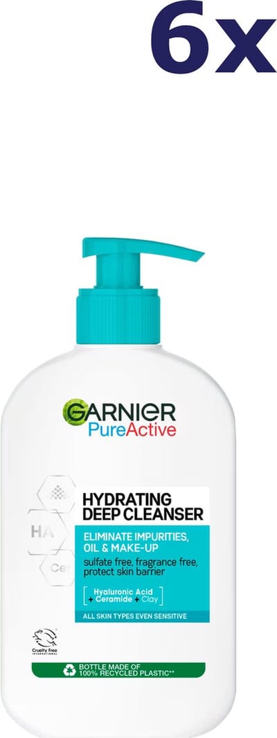 Garnier PureActive Schuimende Gezichtsreinigingsgel - 6 x 250 ml - Voordeelverpakking