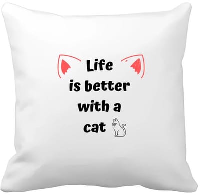 Akyol - life is better with a cat Kussen hoes - Katten - katten liefhebbers - verjaardag - cadeau - kado - geschenk - 40 bij 40 cm