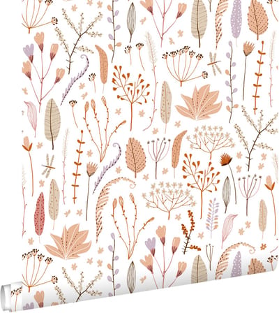 ESTAhome behang veldbloemen terracotta, paars, beige en wit - 50 x 900 cm - 131162