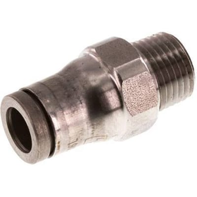 6mm x 1/8'' NPT RVS Insteekfitting Buitendraad FKM