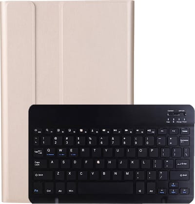 Hoes - Geschikt voor Lenovo Tab M10 Plus (3e / 3rd Generatie) - Keyboard Book Cover - Toetsenbord Case - Hoesje - Goud