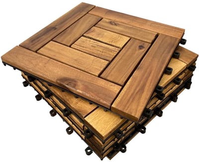 Houten Terrastegels - Vloertegels Balkon - Buitenruimte Creëren - In elkaar grijpend Ontwerp - 30 x 30 cm - Bruin