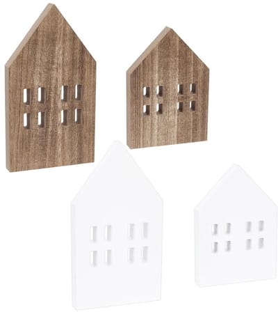Dailygoods- Houten Bord - Huisvormig - Decoratie Bord - Gelaagd Dienblad - Kerstdecoratie - 130x90.5x15mm - Rustieke Touch - Decoratiebord