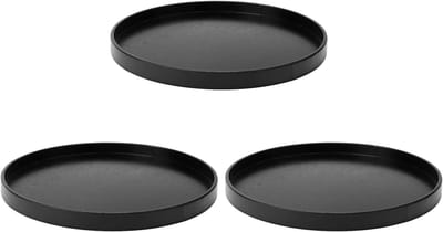 Dailygoody - Rond dienblad - Houten dienblad - Antislip coating - Zwart - Geschikt voor snacks - 30 cm - Set van 3