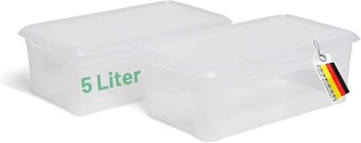 2x Opbergdoos transparant met deksel 5L Nestbare stapelbare kunststof doos met clipsluiting Kunststof doos Transparant BPA-vrij 34x19x11 cm
