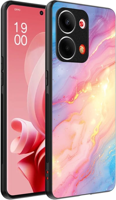 Smartphonica Telefoonhoesje Geschikt voor Oppo Reno 9 / 9 Pro met Regenboog Glitter Marmer Opdruk - TPU Backcover Case Rainbow Glitter Marble Design geschikt voor Oppo Reno 9;Oppo Reno 9 Pro